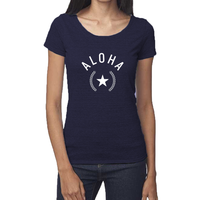 "Bright Aloha" women's organic cotton and bamboo scoop neck t-shirt