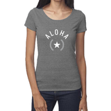 "Bright Aloha" women's organic cotton and bamboo scoop neck t-shirt