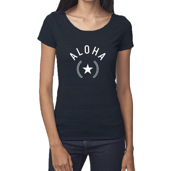 "Bright Aloha" women's organic cotton and bamboo scoop neck t-shirt